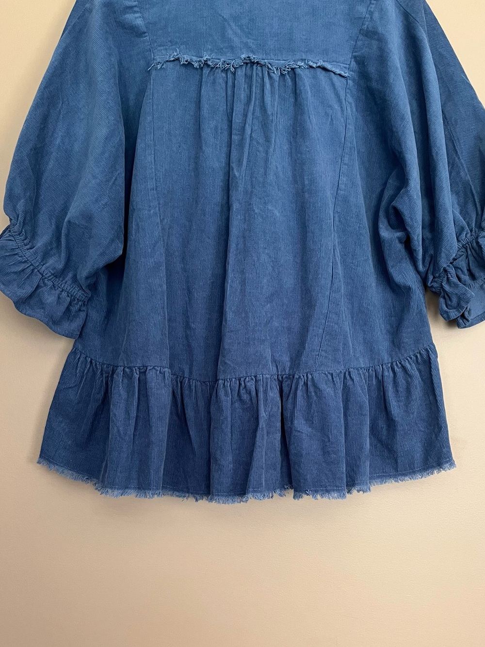{Umgee} Corduroy Tunic Top Relaxed Fit with Peplum Hem in Blue - Large - NWT - Picture 7 of 10